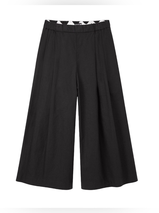 Uniqlo x Marimekko Pants - Uniqlo Marimekko Linen Cotton Cropped  Crop Wide Leg Pants Black S